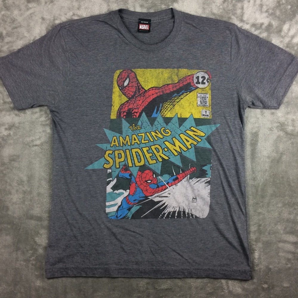 Mad Engine Marvel Shirt Mens Medium Spiderman Grey